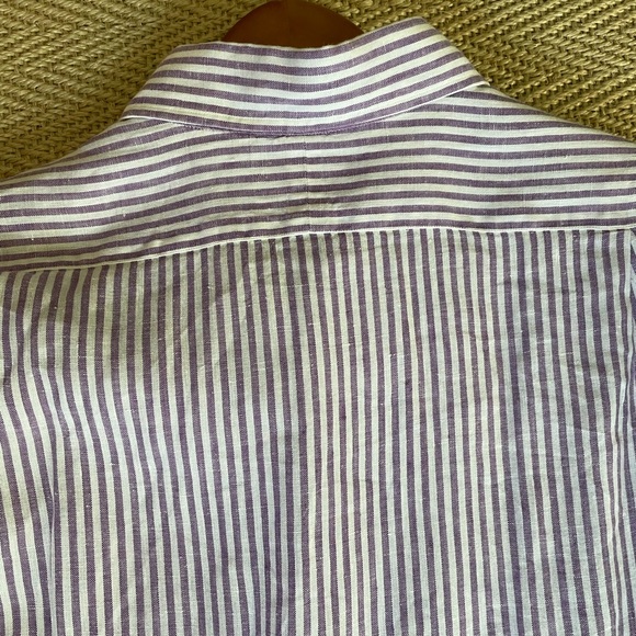 Polo by Ralph Lauren linen shirt. White with purple pin stripes. Men’s size XL - Picture 3 of 5